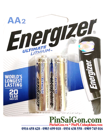 Energizer L91-BP2; Pin AA 1.5v Lithium Energizer L91-BP2 chính hãng (Made in Singapore) _ Vỉ 2viên
